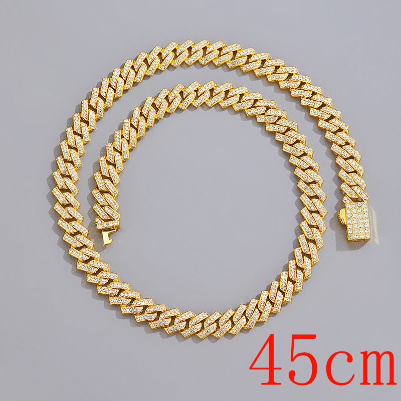 Fashion Necklace 18inch (45cm) Gold Alloy Diamond Geometric Chain Necklace For Men