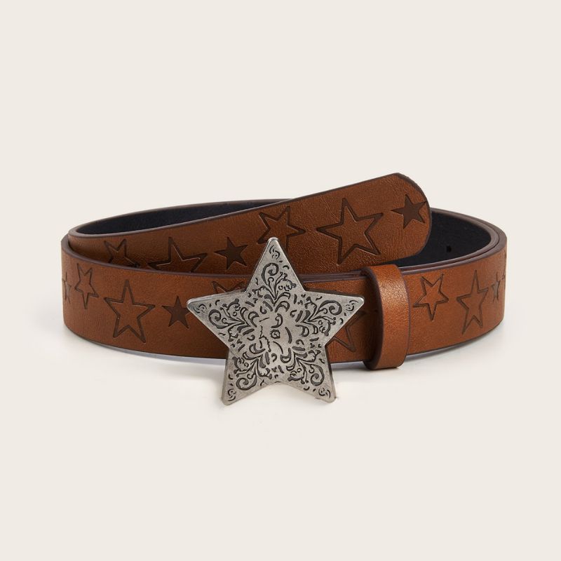 Fashion 2.8 Star Pattern Snap Buttons + Pressed Star Printing Faux Leather Snap Star Belt