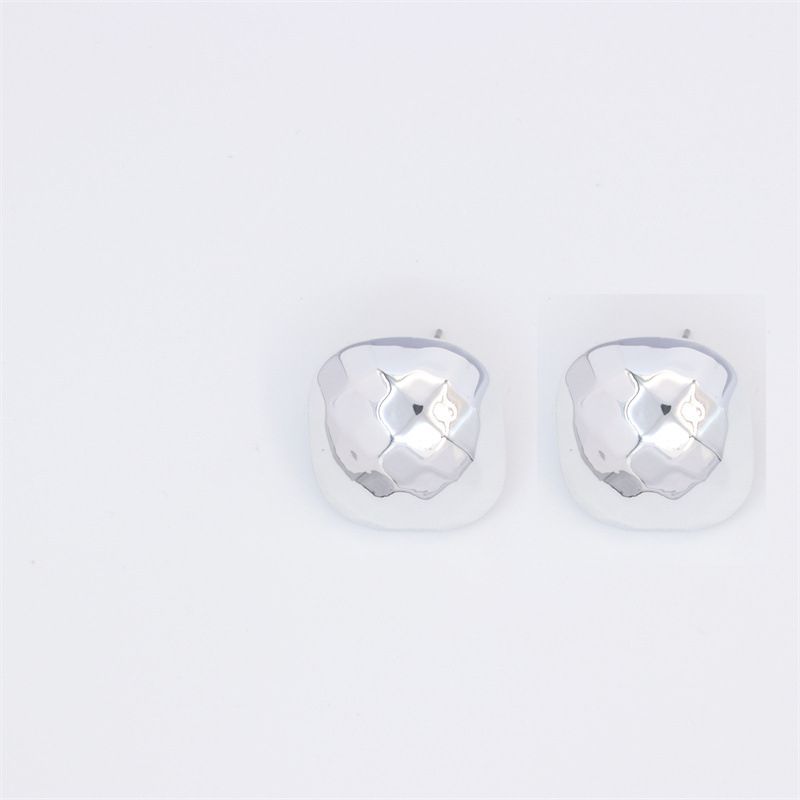 Fashion Textured Square Silver Acrylic Textured Square Stud Earrings