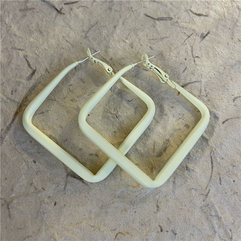 Fashion Off-white Square Alloy Hollow Square Earrings