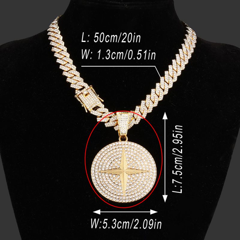 Fashion Golden Cross Star Necklace Pendant Alloy Diamond Star Medal Pendant