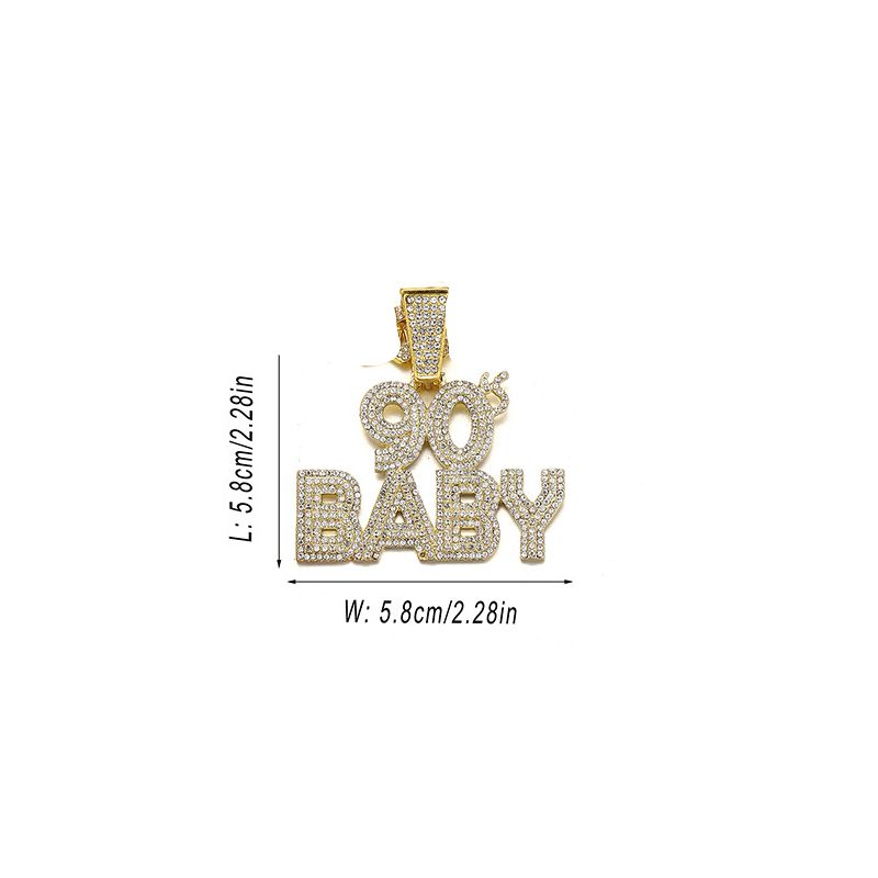 Fashion Gold 90baby Necklace Pendant Alloy Diamond Letter Pendant