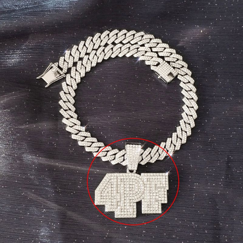 Fashion Silver 4pf Necklace Pendant Alloy Diamond Letter Pendant