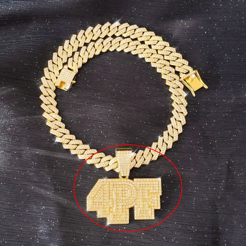 Fashion Gold 4pf Necklace Pendant Alloy Diamond Letter Pendant
