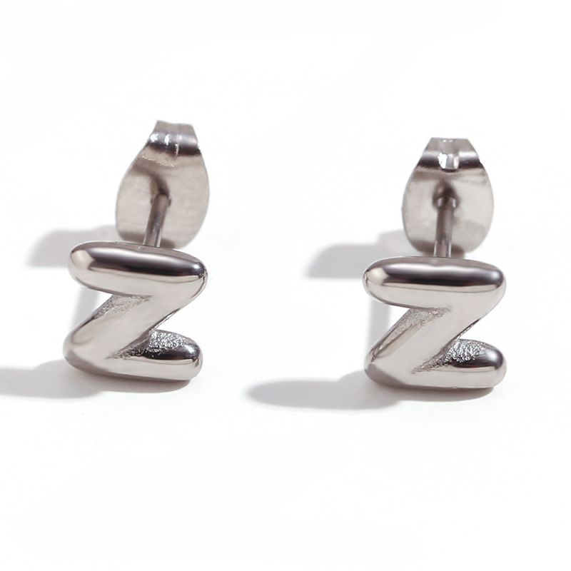 Fashion Steel Color-z Stainless Steel 26 Letter Stud Earrings
