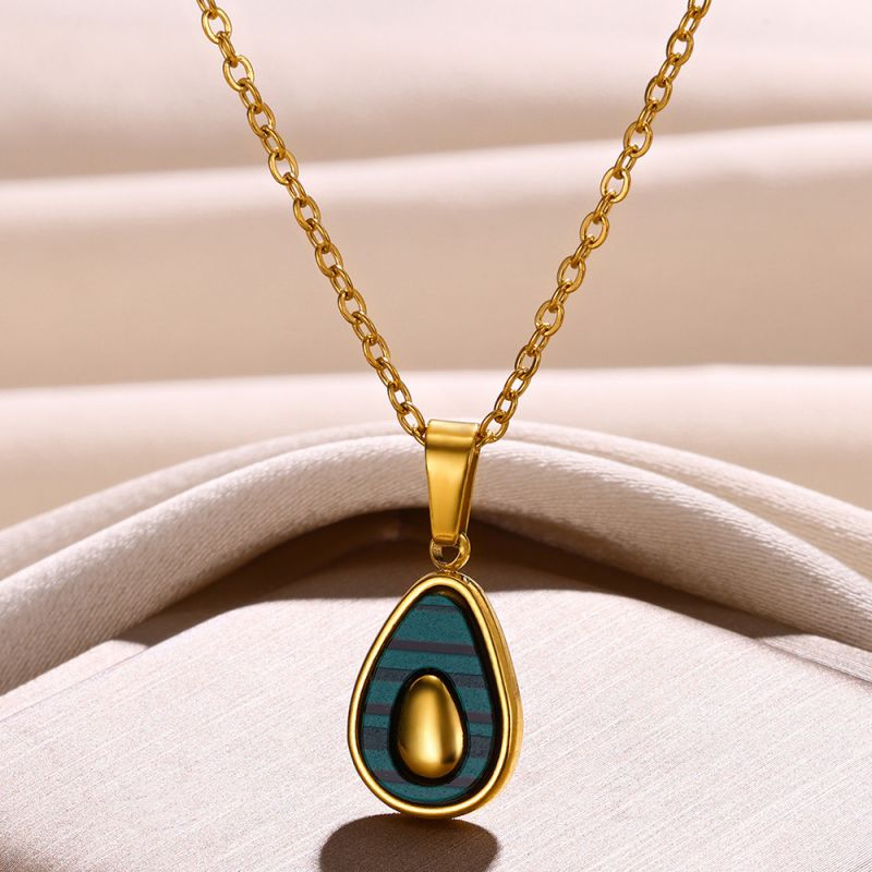 Fashion 3# Stainless Steel Shell Avocado Necklace