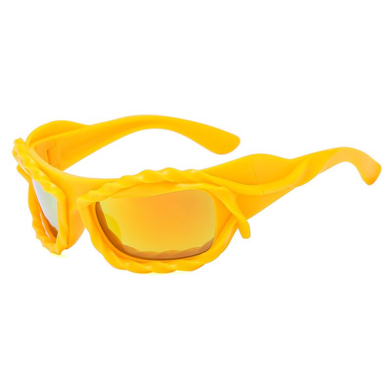 Fashion Yellow Frame Gold Mercury Ac Shaped Sunglasses
