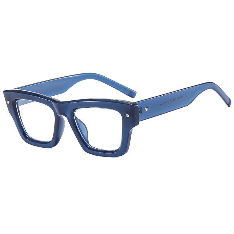 Fashion Transparent Blue Frame White Film (anti-blue Light) Square Frame Sunglasses