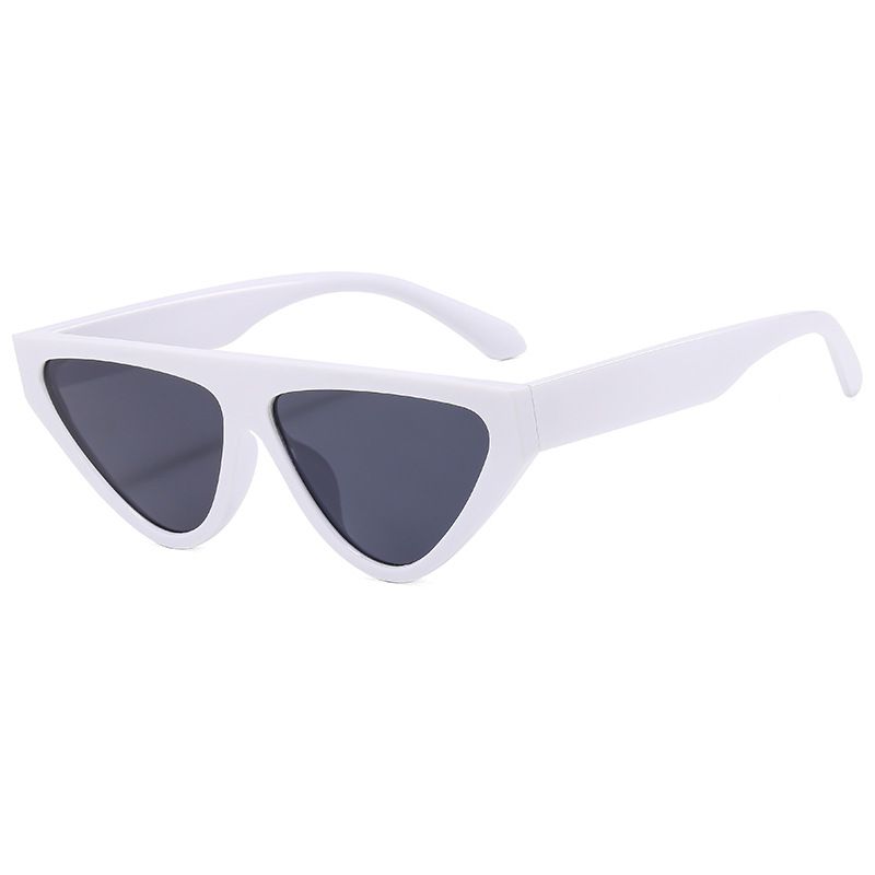 Fashion Solid White Frame Gray Film Ac Triangle Sunglasses