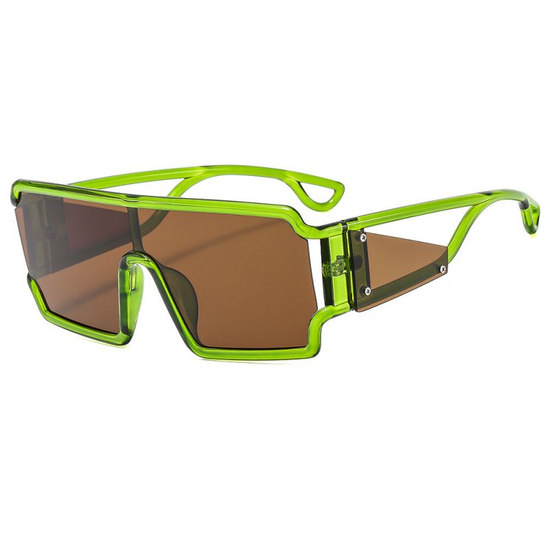 Fashion Green Frame Tea Slices Pc Square Large Frame Sunglasses