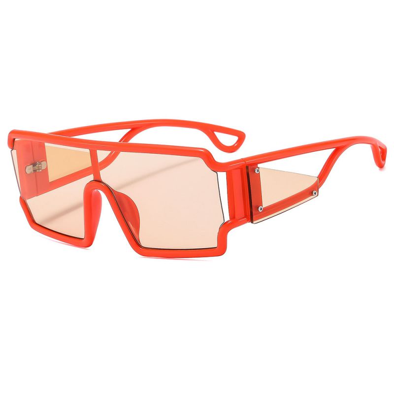 Fashion Orange Framed Champagne Slices Pc Square Large Frame Sunglasses