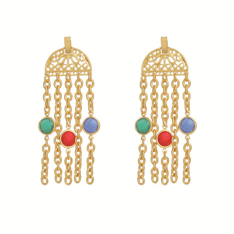 Fashion Gold Alloy Tassel Arch Earrings