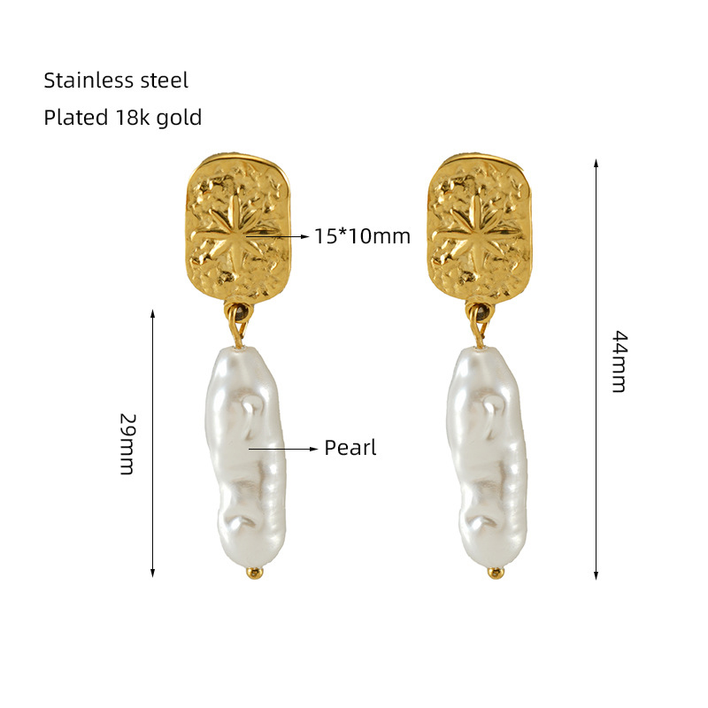 Fashion 2# Long Geometric Pearl Earrings