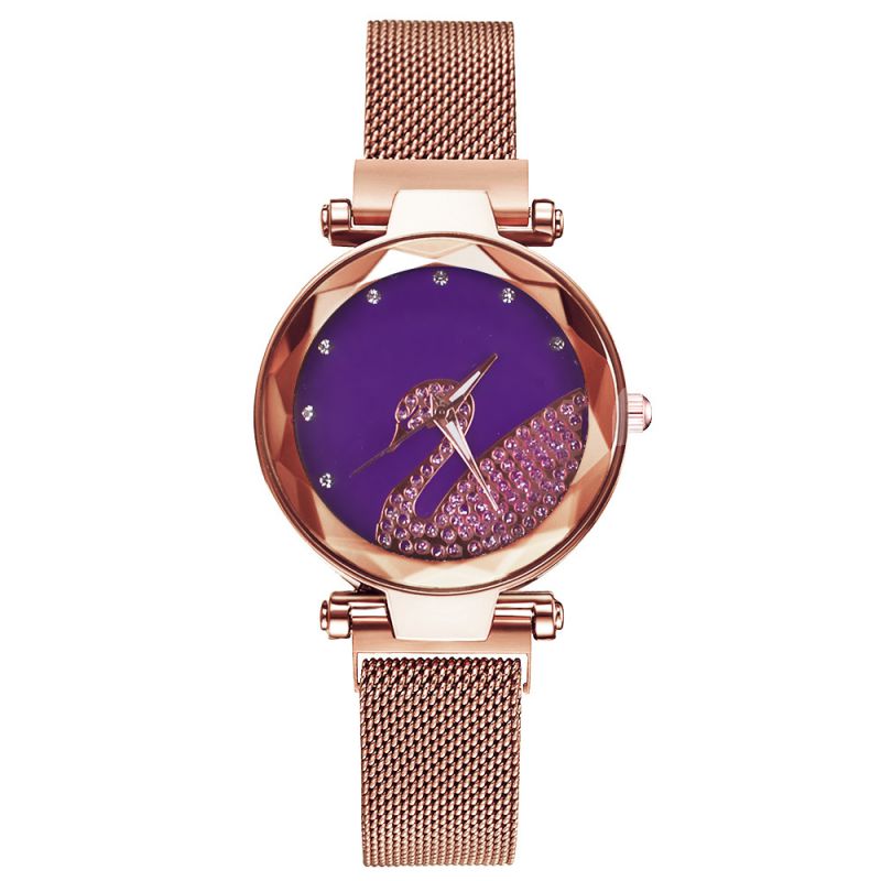 Fashion Purple (watch Alone) Stainless Steel Diamond Round Dial Watch