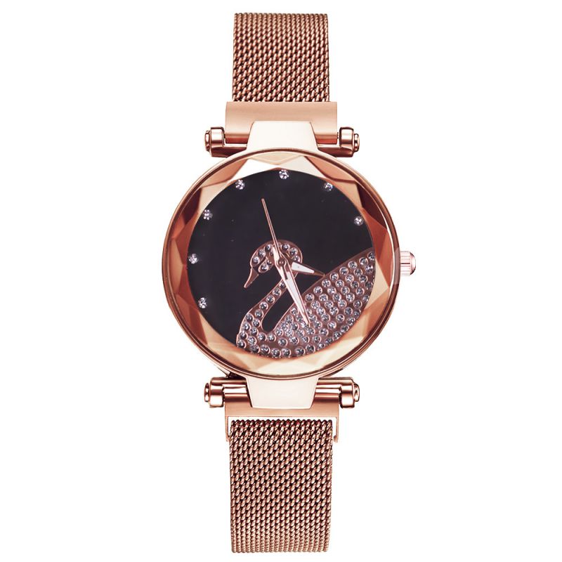 Fashion Black (separate Watch) Stainless Steel Diamond Round Dial Watch