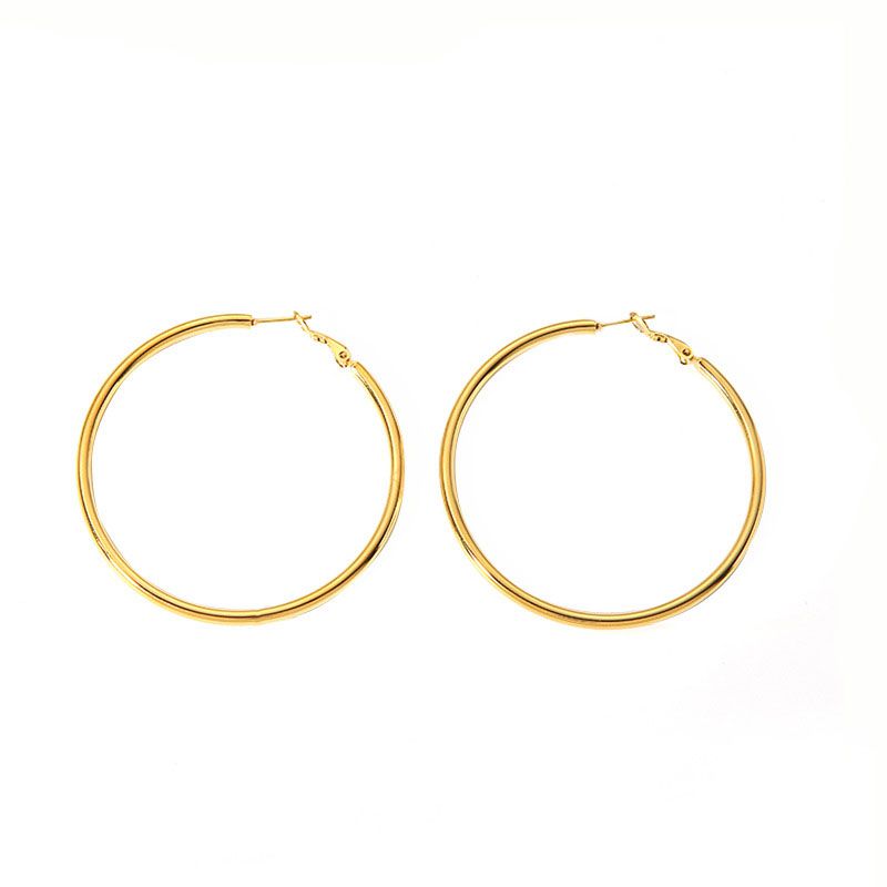 Fashion 4# Stainless Steel Round Earrings