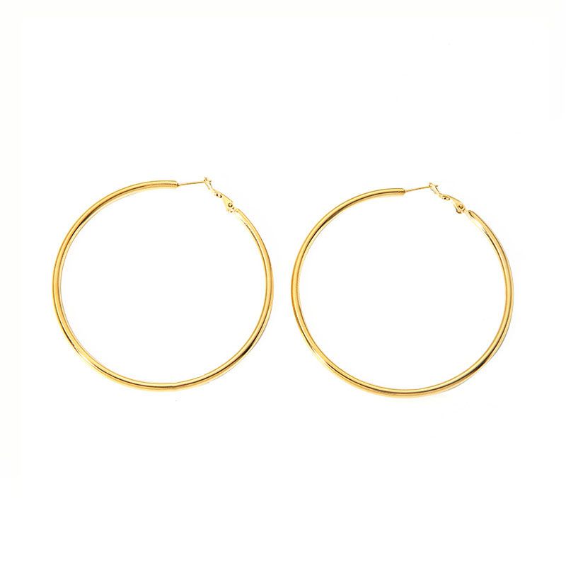 Fashion 5# Stainless Steel Round Earrings