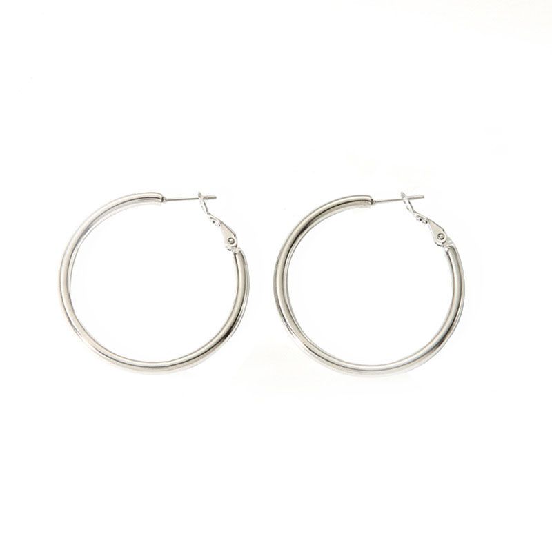 Fashion 7# Stainless Steel Round Earrings