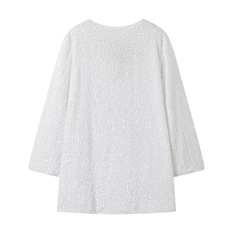 Fashion White Bow Sequin Skirt