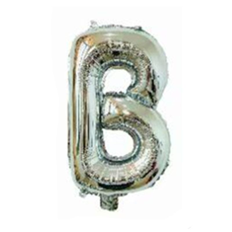 Fashion 16-inch Bright Silver B (minimum Batch Of 50 Pieces) 16 Inch Aluminum Film 26 Letter Balloon