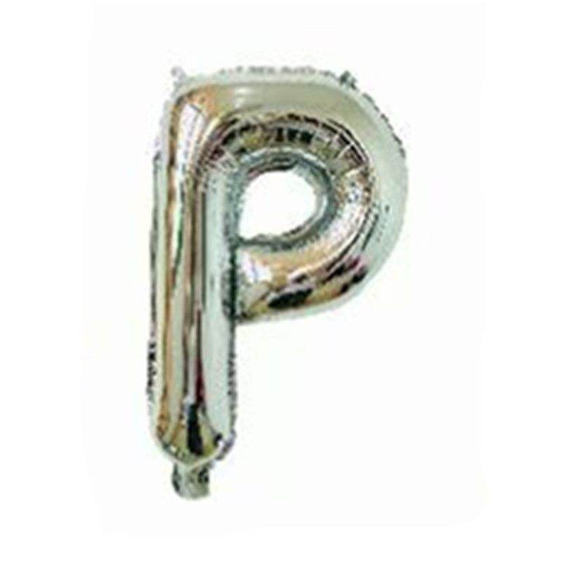 Fashion 16-inch Bright Silver P (minimum Batch Of 50 Pieces) 16 Inch Aluminum Film 26 Letter Balloon