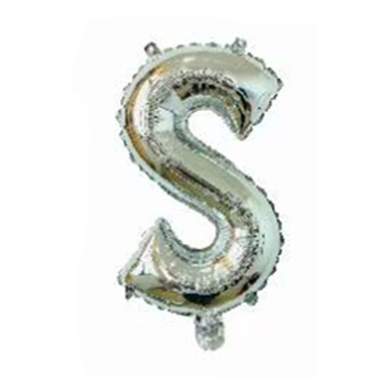 Fashion 16-inch Bright Silver S (minimum Batch Of 50 Pieces) 16 Inch Aluminum Film 26 Letter Balloon