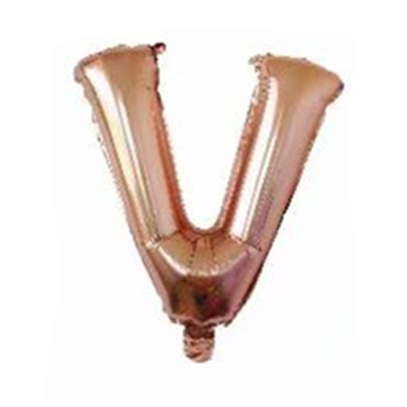 Fashion 16-inch Rose Gold V (minimum Batch Of 50 Pieces) 16 Inch Aluminum Film 26 Letter Balloon