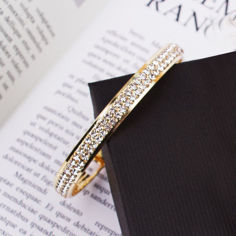 Fashion Gold Bracelet Stainless Steel Diamond Round Bracelet