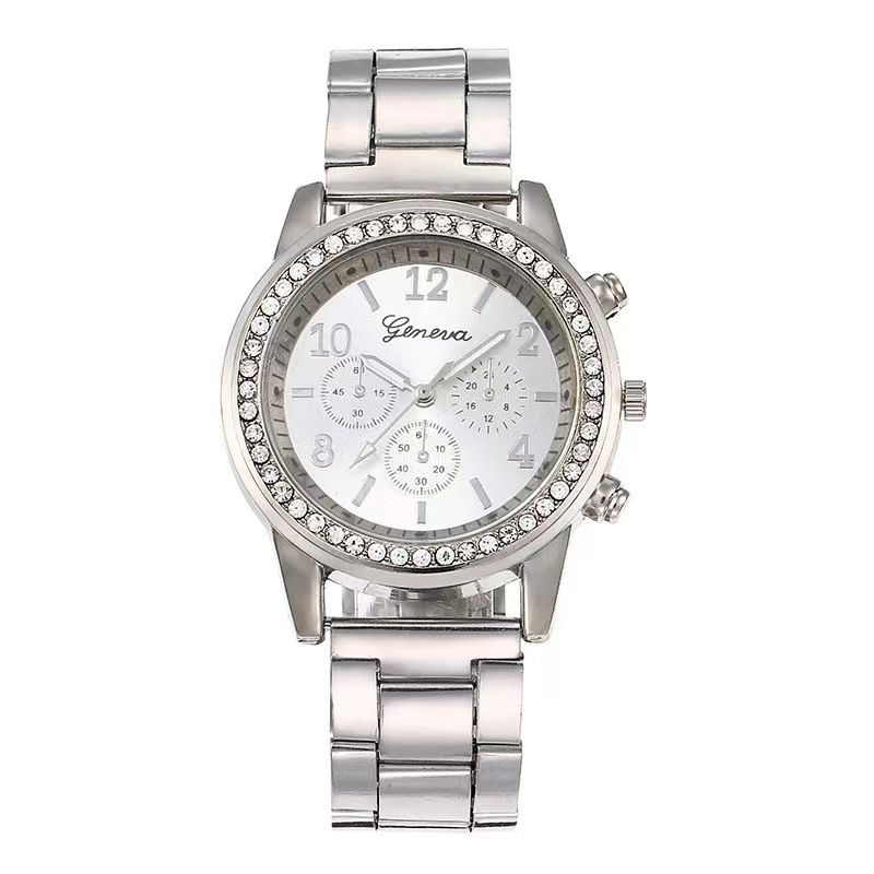 Fashion Gold Watch/gold Watch Stainless Steel Diamond Round Dial Watch