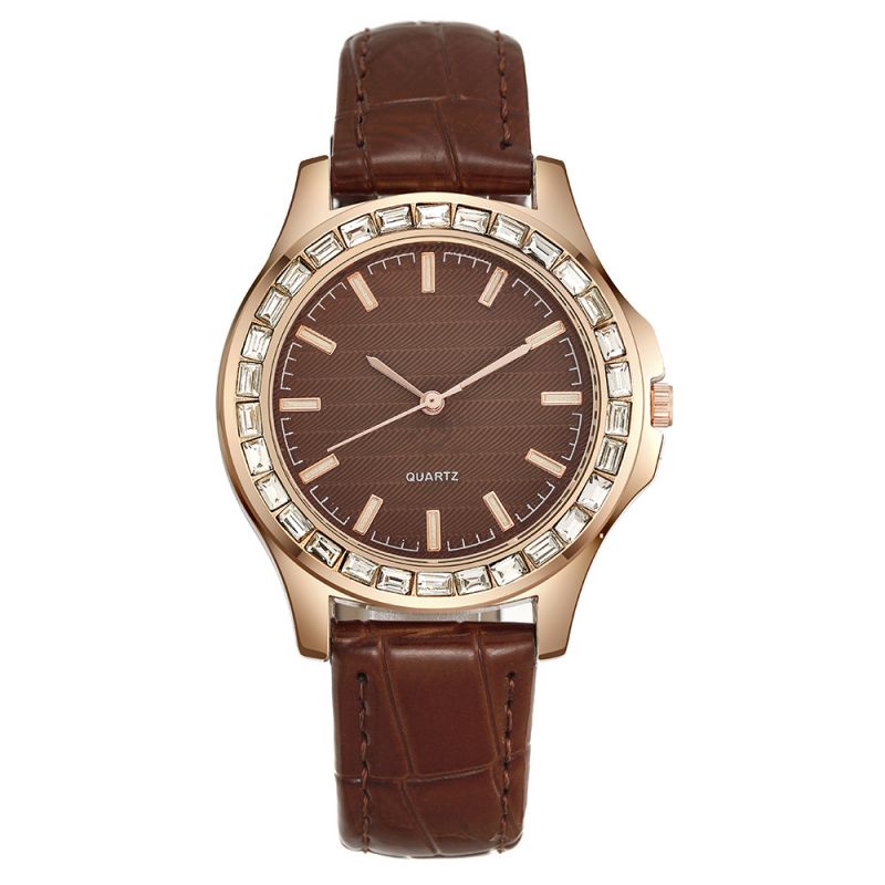 Fashion Brown Watch Stainless Steel Round Dial Watch