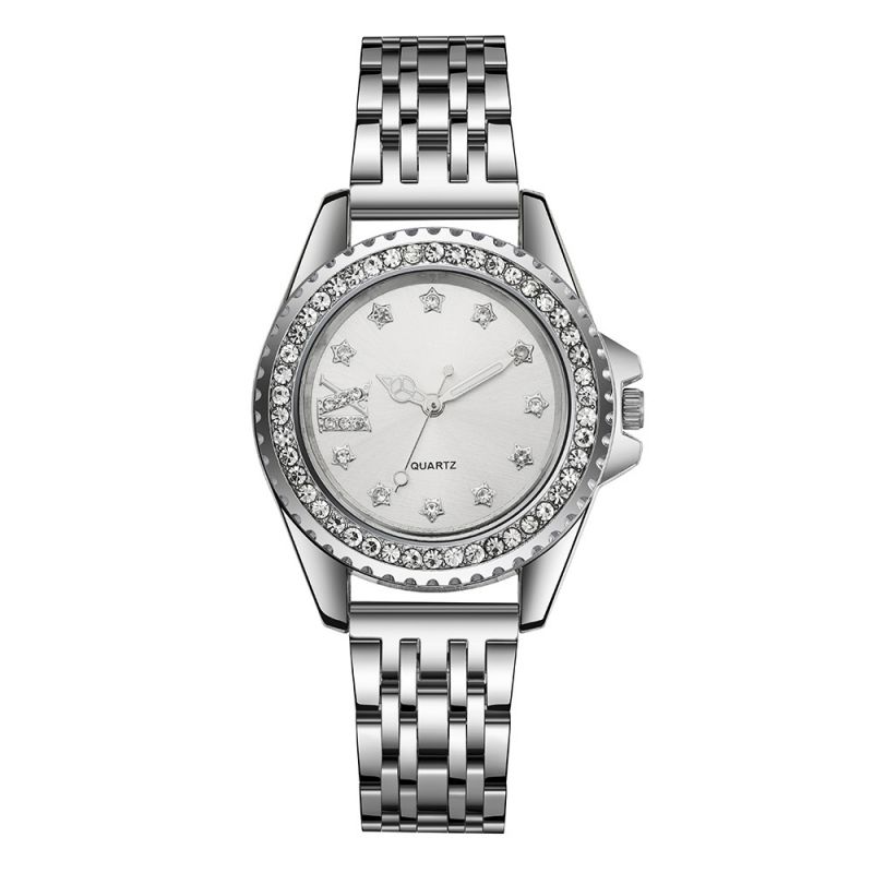 Fashion White Face Watch Stainless Steel Round Watch