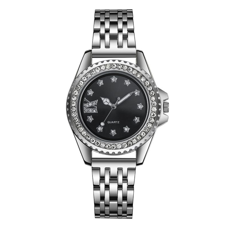 Fashion Black Face Watch Stainless Steel Round Watch