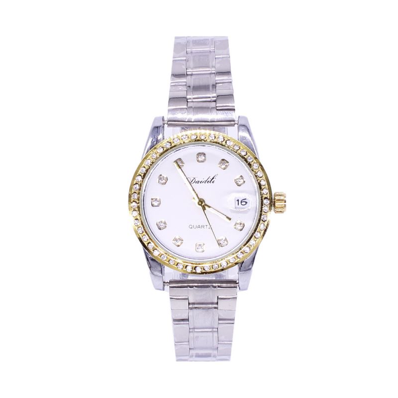 Fashion White Dial Watch Stainless Steel Round Mens Watch