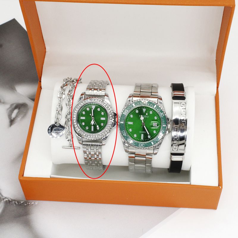 Fashion Green Ladies Watch Stainless Steel Round Watch