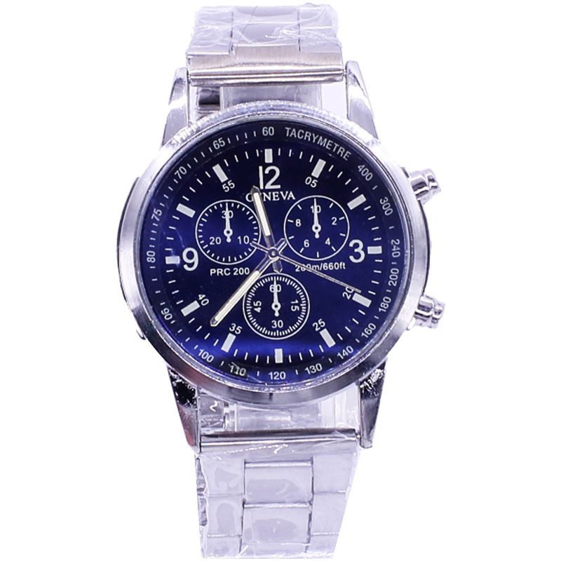 Fashion Black Face Silver Band Individual Watch Stainless Steel Round Mens Watch