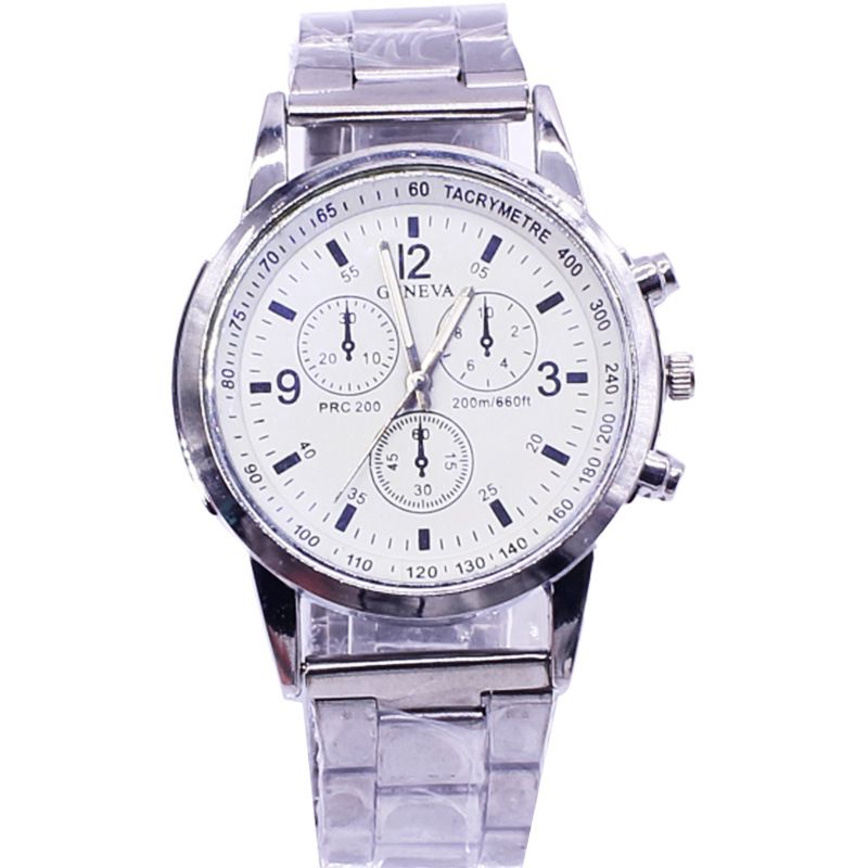 Fashion White Silver Band Individual Watch Stainless Steel Round Mens Watch