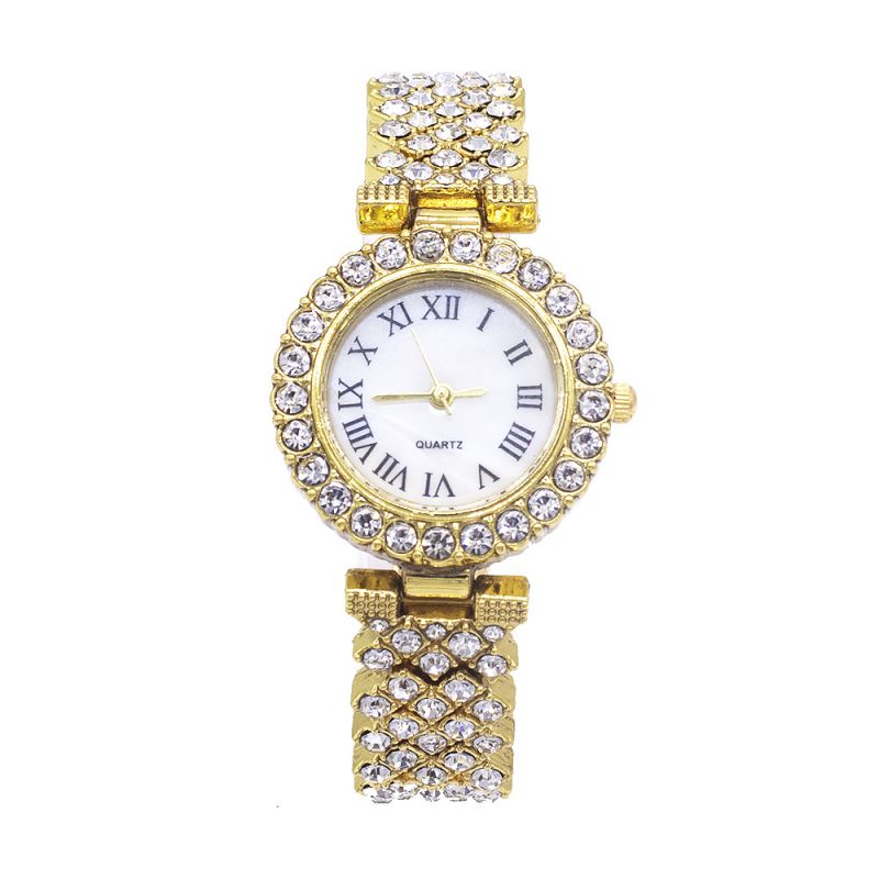 Fashion Gold Watch Stainless Steel Diamond Round Watch