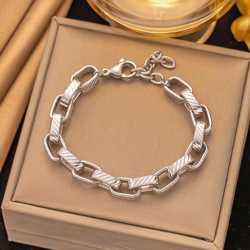 Fashion Bracelet Stainless Steel Geometric Chain Mens Bracelet