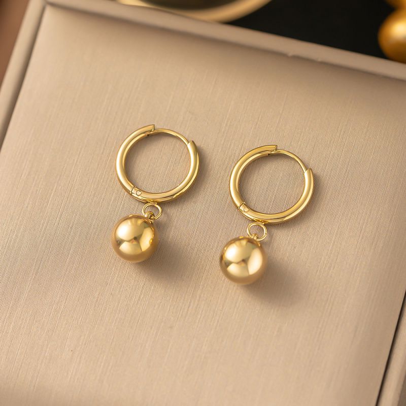 Fashion Jyg3172 Earrings Gold Ball Titanium Steel Small Gold Ball Earrings