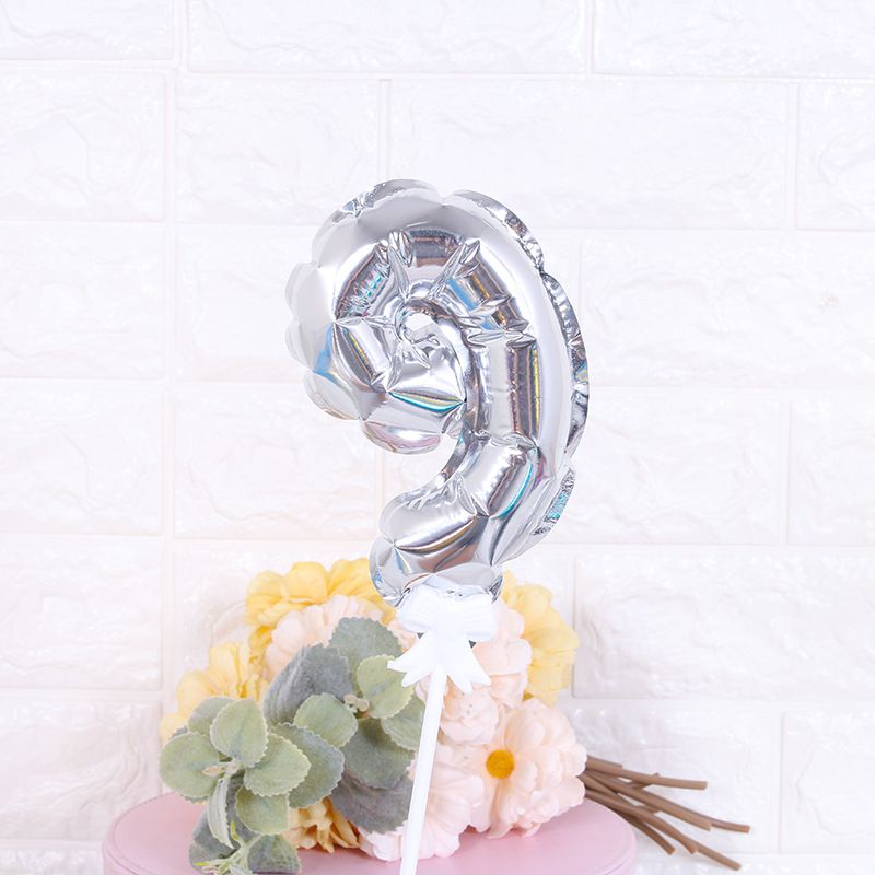 Fashion Self-inflating Numbers:silver 9 5 Inch Aluminum Film Number Balloon