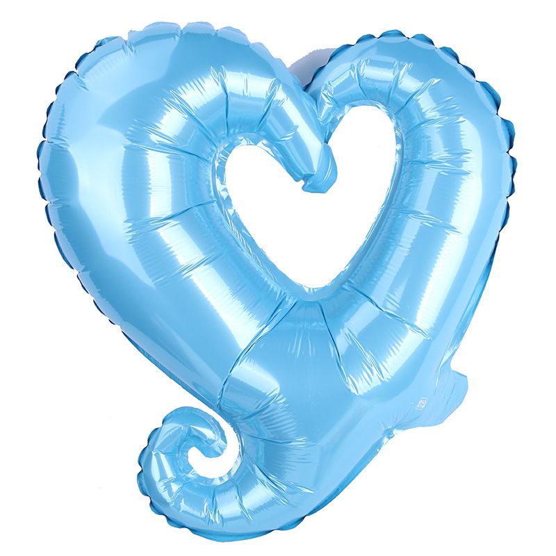 Fashion 18 Inch Hook Heart Light Blue 18-inch Heart-shaped Aluminum Film Balloon
