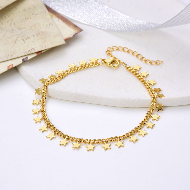 Fashion Star Gold Plated Copper Geometric Star Chain Bracelet
