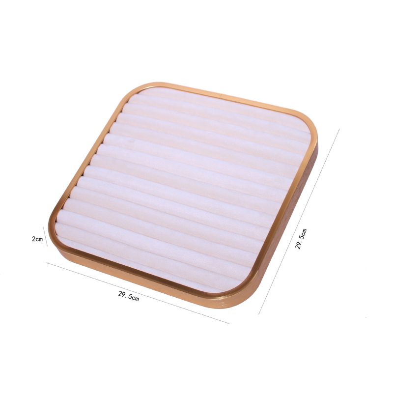 Fashion Square Ring Plate Beige Metal Square Jewelry Display Tray