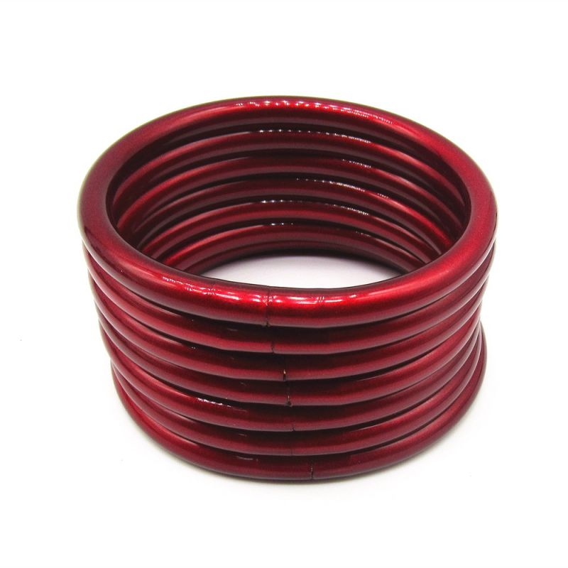 Fashion Deep Red Pvc Silicone Tube Gold Powder Round Bracelet
