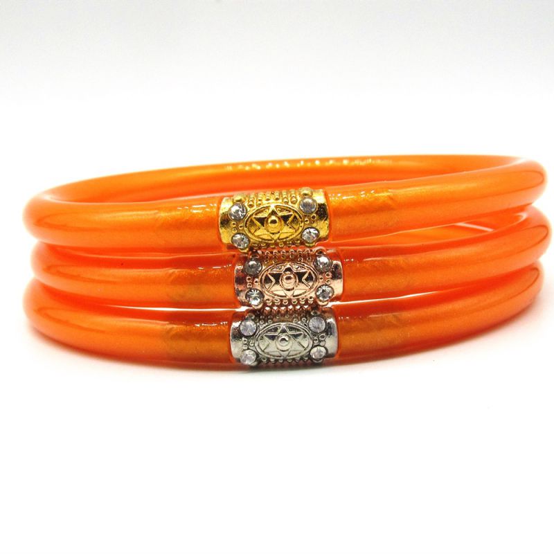 Fashion Orange Color Pvc Silicone Tube Gold Powder Round Bracelet