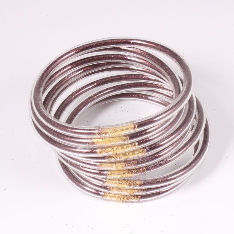 Fashion Brown Pvc Silicone Tube Gold Powder Round Bracelet