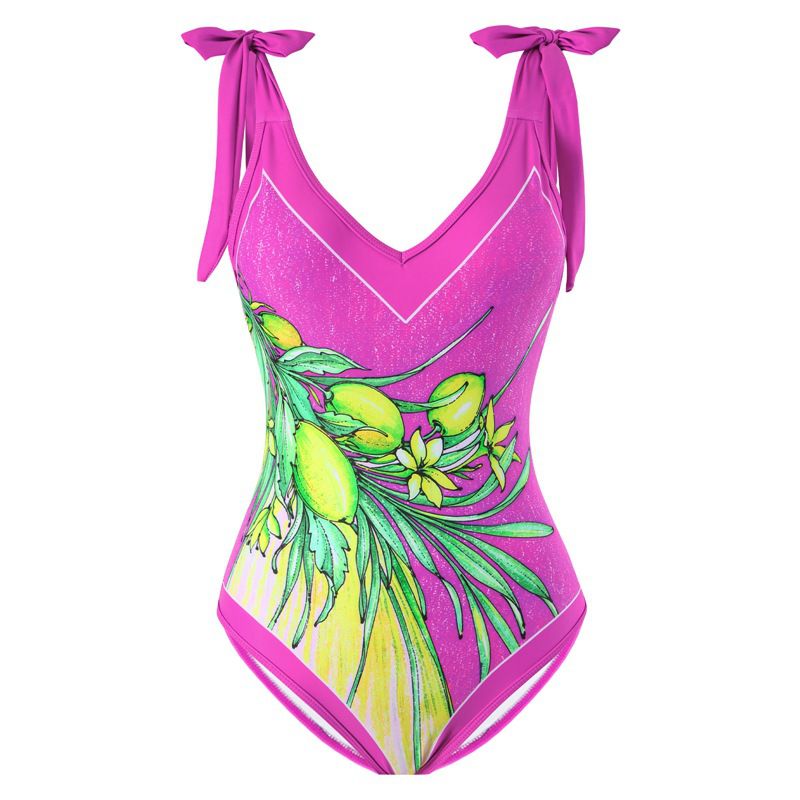 Fashion Pink Point Collar Jumpsuit Polyester Printed Parent-child One-piece Swimsuit