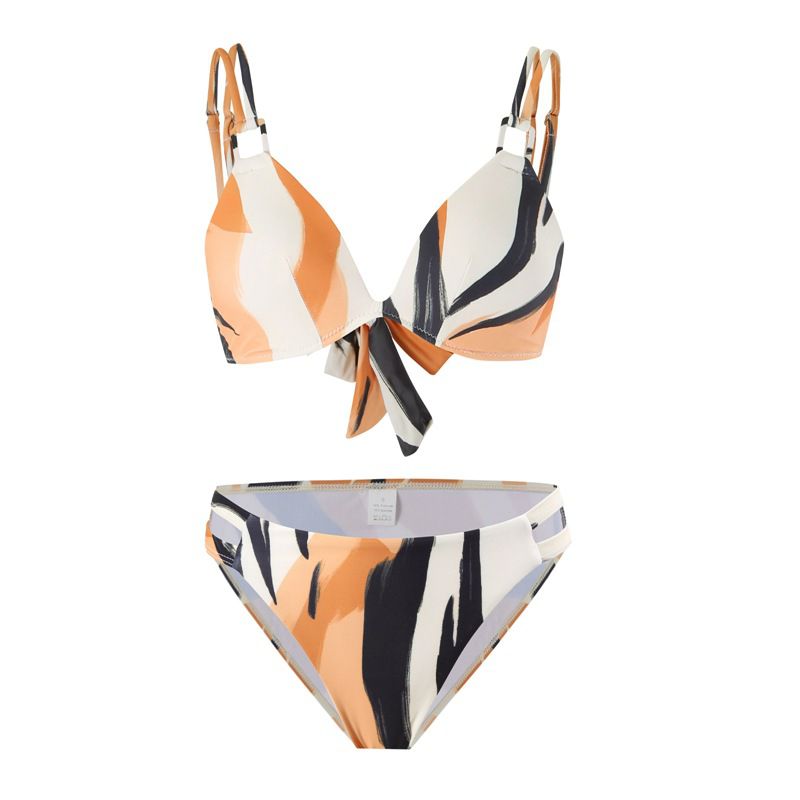 Fashion Deep Striped Bikini Polyester Printed Swimsuit Bikini