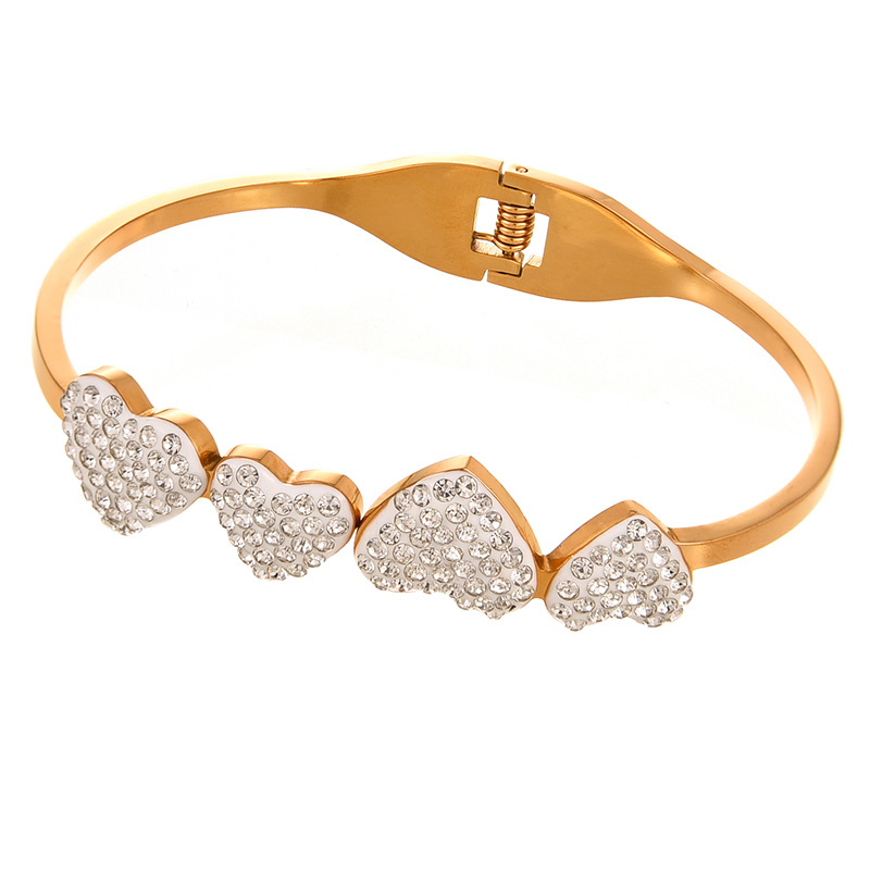Fashion Gold Titanium Steel Inlaid With Zirconium Love Bracelet