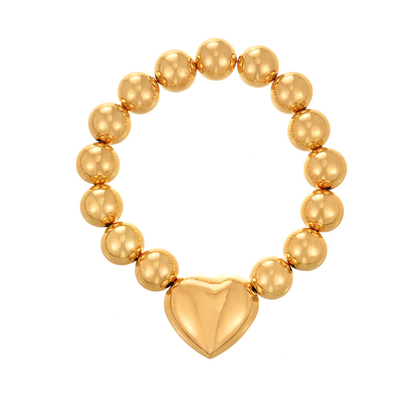 Fashion Golden 2 Copper Beaded Love Pendant Bracelet